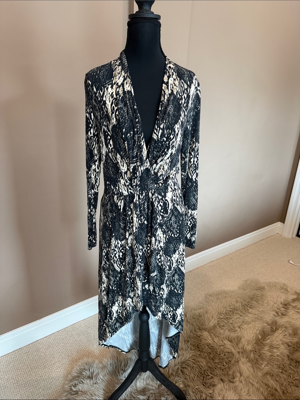 Tart Black and White High-Low Wrap Dress